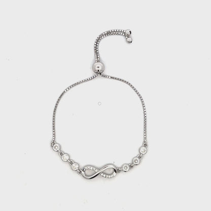 Dainty Crystal Infinity Adjustable 925 Silver Bracelet