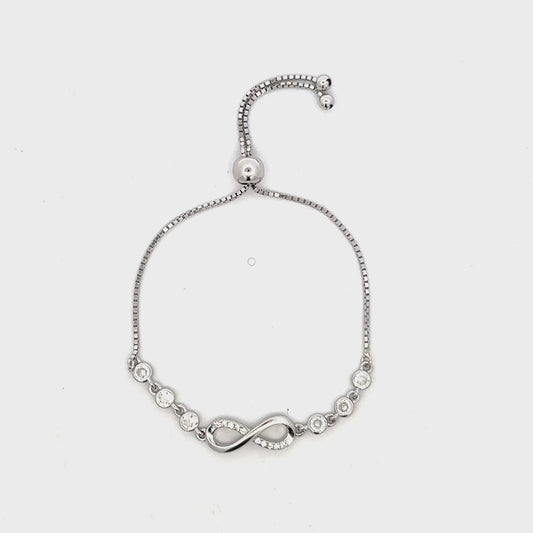 Dainty Crystal Infinity Adjustable 925 Silver Bracelet