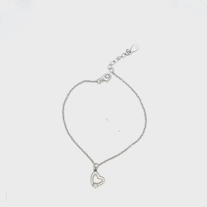 Heart Pendant 925 Silver Bracelet