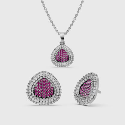 Radiant Ruby & Silver Sparkle Jewelry Set